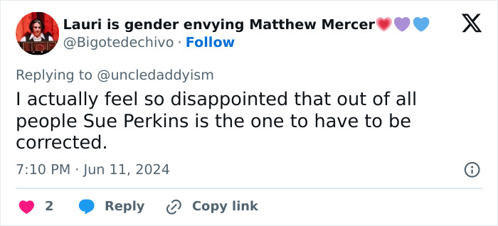 Sue Perkins Apologizes After Matt Smith Elegantly Corrects Her When She Misgenders His Co-Star