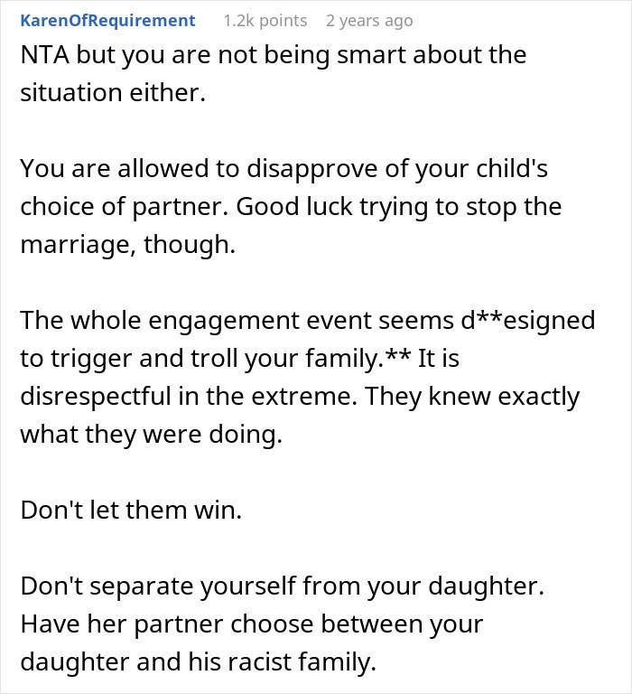 "AITA For Telling My Daughter She Cannot Marry A Racist?" "AITA For Telling My Daughter She Cannot Marry A Racist?"