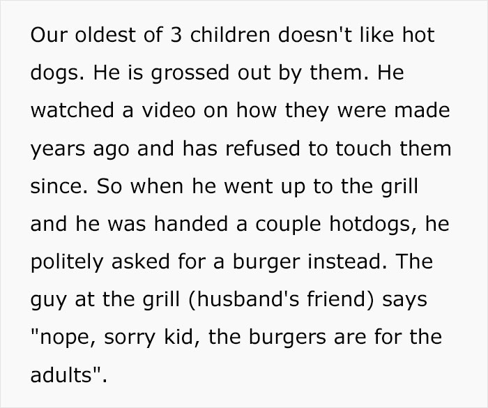 Mom Accidentally Causes Drama At BBQ When She Gives A Burger To Son Who Wasn’t Given One Mom Accidentally Causes Drama At BBQ When She Gives A Burger To Son Who Wasn’t Given One