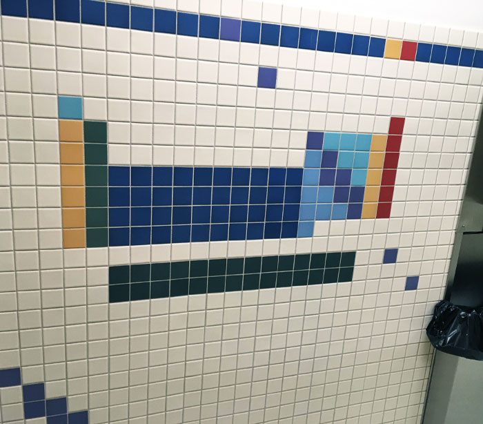 The Bathroom Tile In This School's Science Building Is Decorated With The Periodic Table Of Elements