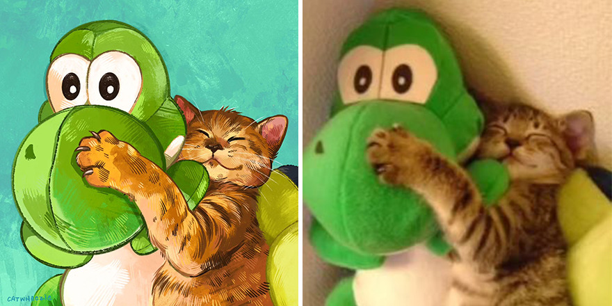 33 Of The Funniest Internet-Famous Cat Pics Get Illustrated By Catwheezie (New Pics)
