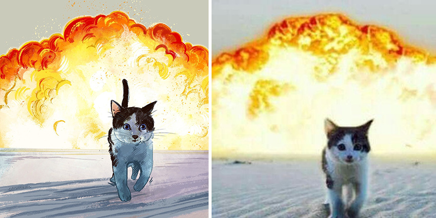 33 Of The Funniest Internet-Famous Cat Pics Get Illustrated By Catwheezie (New Pics)
