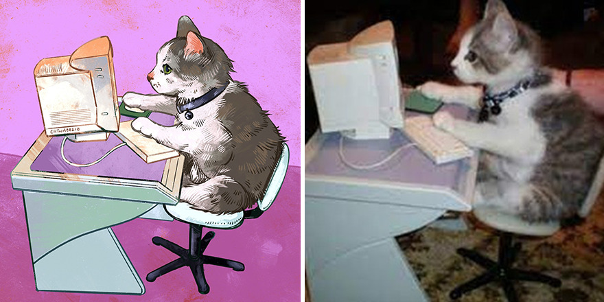 33 Of The Funniest Internet-Famous Cat Pics Get Illustrated By Catwheezie (New Pics)