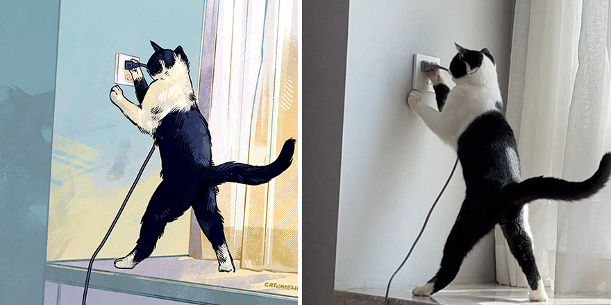 33 Of The Funniest Internet-Famous Cat Pics Get Illustrated By Catwheezie (New Pics)