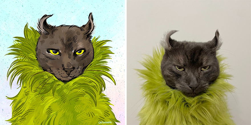 33 Of The Funniest Internet-Famous Cat Pics Get Illustrated By Catwheezie (New Pics)
