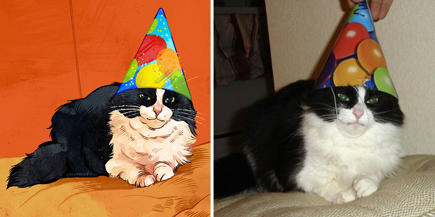 33 Of The Funniest Internet-Famous Cat Pics Get Illustrated By Catwheezie (New Pics)