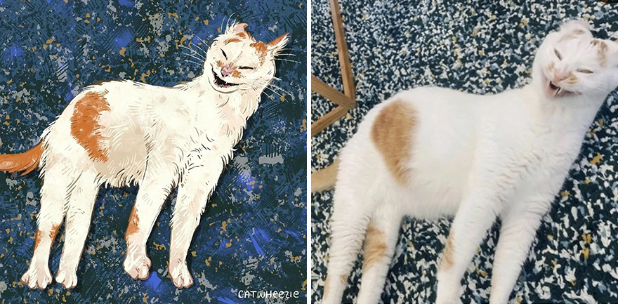 33 Of The Funniest Internet-Famous Cat Pics Get Illustrated By Catwheezie (New Pics)