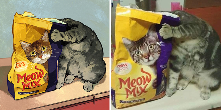 33 Of The Funniest Internet-Famous Cat Pics Get Illustrated By Catwheezie (New Pics)