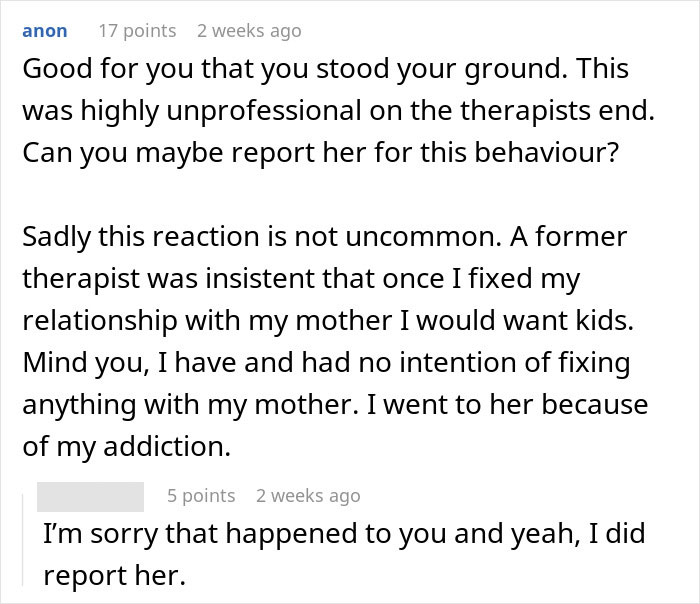 Married Lady Leaves Therapy 60 Minutes Early Because Therapist Tries To Correct Her Childfree Status