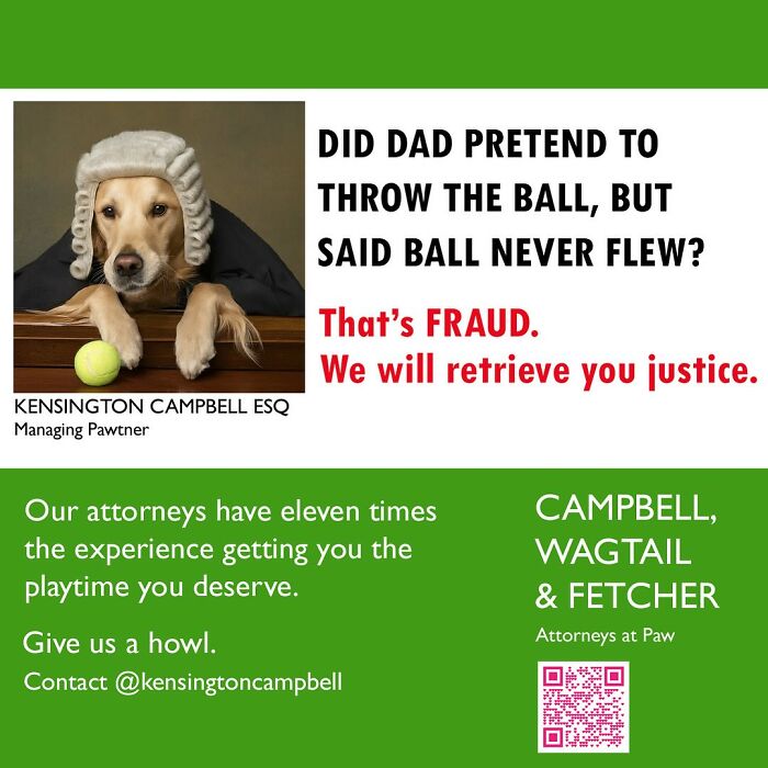 27 Parody Ads For All The Dogs Seeking Attorney Services By Kensington Campbell (New Pics)