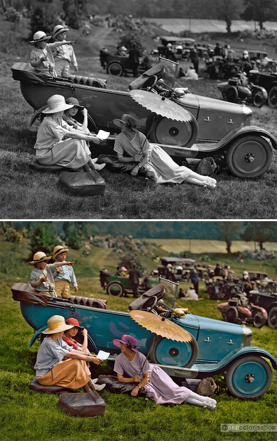 June 1922. Spectators At The Brooklands Racing Circuit, Surrey, (UK)