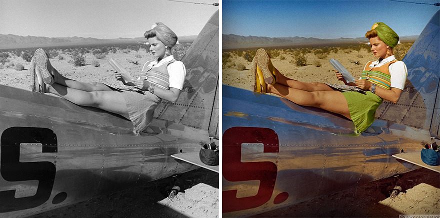 Civil Air Patrol Student, Taking A Sunbath At The Silver Lake Airfield, Baker California, 1944