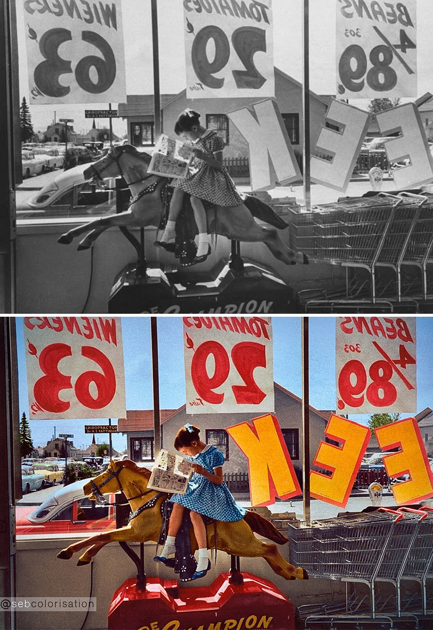A Young Girl Read A Comic Book At A Supermarket, Anchorage, Alaska, 1958