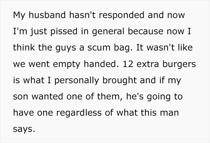 Mom Accidentally Causes Drama At BBQ When She Gives A Burger To Son Who Wasn’t Given One Mom Accidentally Causes Drama At BBQ When She Gives A Burger To Son Who Wasn’t Given One