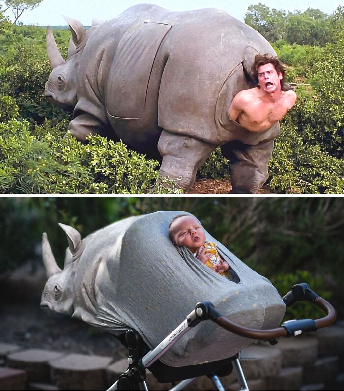 Mi esposa compró un dosel gris para el carrito de nuestra hija y no pude resistir la tentación 