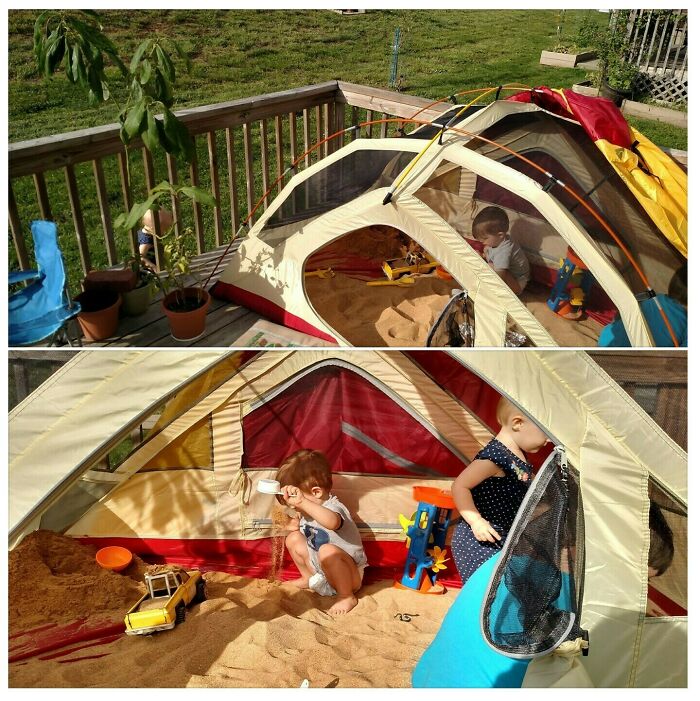 Tienda de campaña con arenero