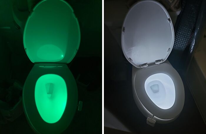 Toilets with night light bathroom must-haves feature green and white LED glow for easy nighttime use and added convenience.