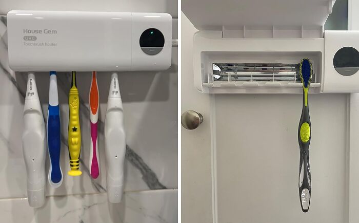 This Toothbrush Sanitizer Holder Is Big Enough For The Whole Household's Toothbrushes