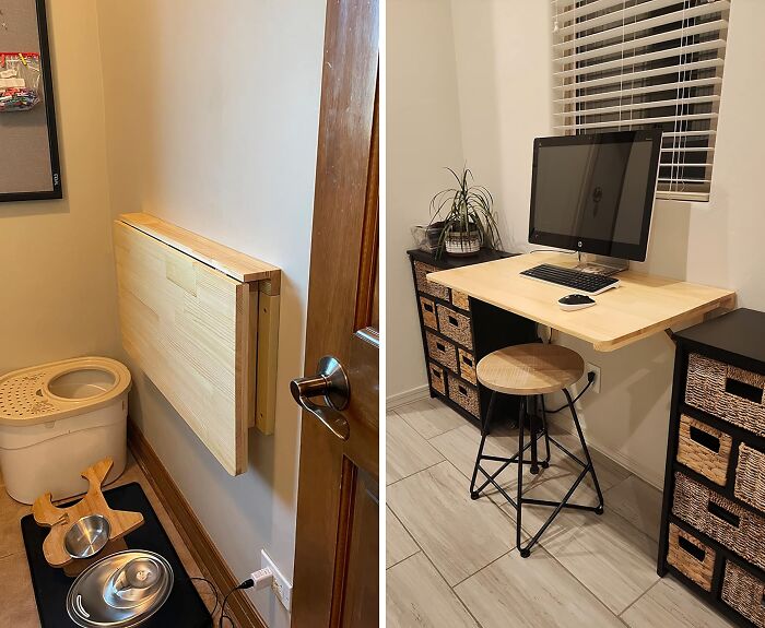 Need More Space? No Prob! This Wall Mounted Folding Table Has Your Back (And Your Meals)