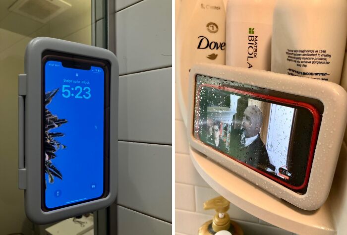 Take Binge Wantching To A Whole New Level With This Waterproof Shower Phone Holder 
