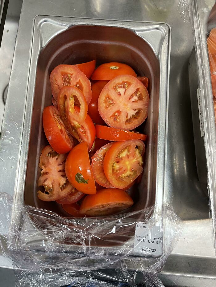 Sliced Tomato’s For Burgers As Prepared By My Colleagues