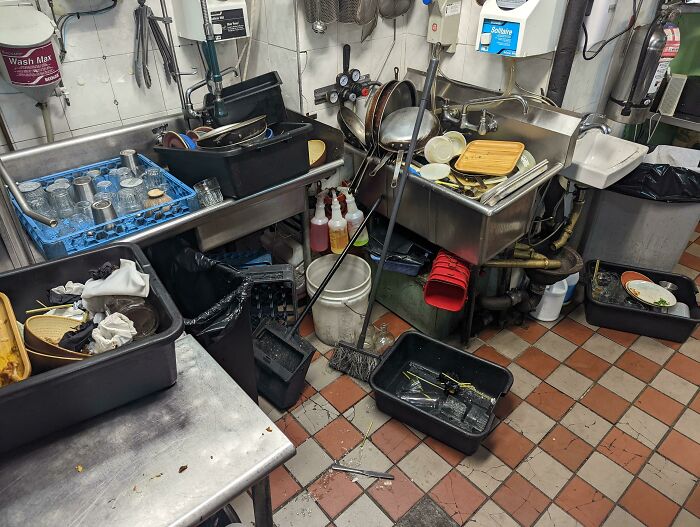 So My Dishwasher Was Sent Home Beyond Drunk When He Was Caught Sleeping In The Customer Bathroom, Guess Who Has To Clean This Up. Happy 4th Of July Everyone