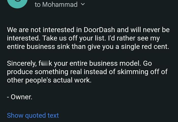 Just Told Doordash To Get F**ked. Feelsgoodman
