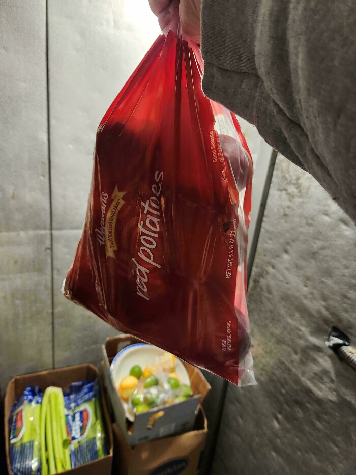 Tell The Owner We Need Potatoes For Potato Salad For A 55 Person Dinner, And He Brings In A 5lb Bag