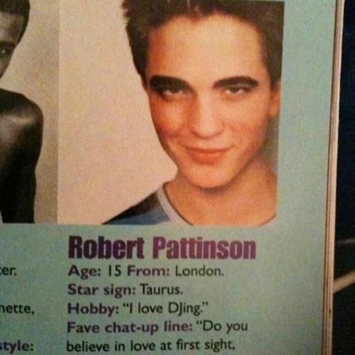 Teen magazine-style bio with fun facts and profile details, featuring a young person's portrait and text highlights.