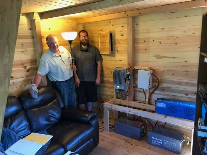 My Dad And I Firing Up Solar Power System At My Tiny Cabin In Mt