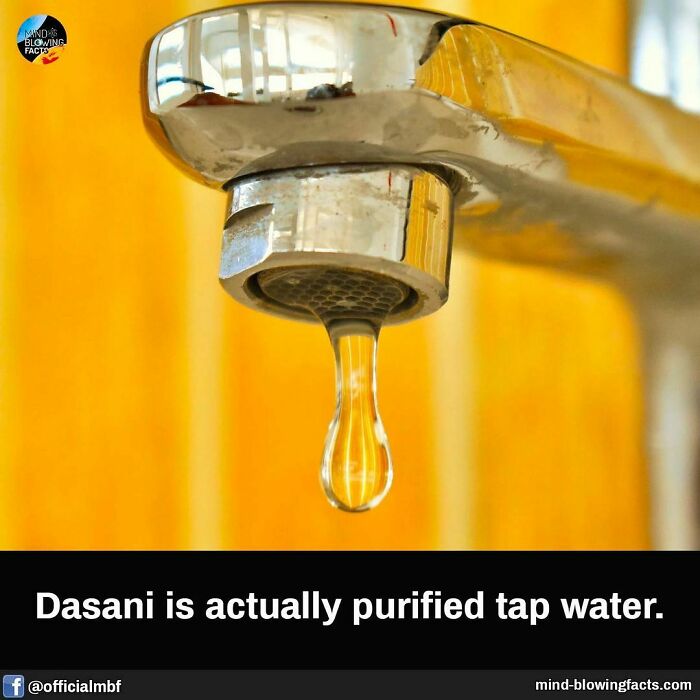 Close-up of a dripping faucet with a drop of water, highlighting a fascinating fact about purified tap water.
