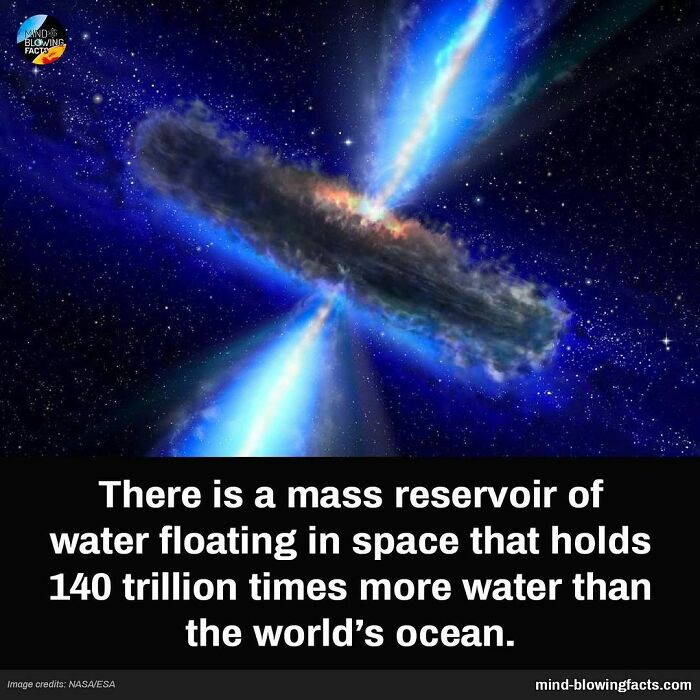 Massive water reservoir in space holds 140 trillion times more water than Earth's oceans, shared on amazing facts Instagram page.