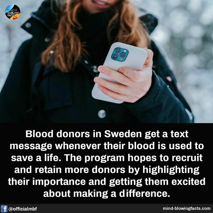 Woman holding smartphone outside with snowy background, sharing amazing facts on Instagram to engage followers.