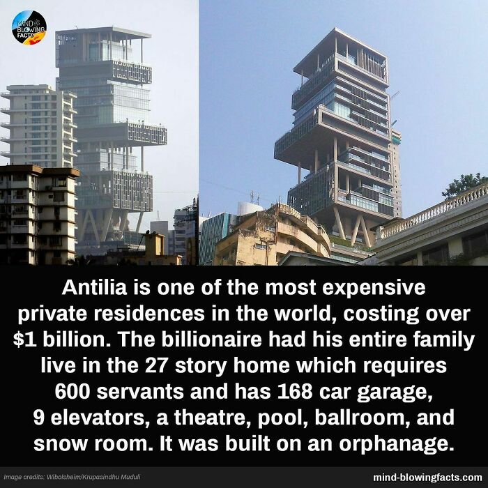 Antilia building in Mumbai featured on Instagram page sharing amazing facts about expensive private residences.