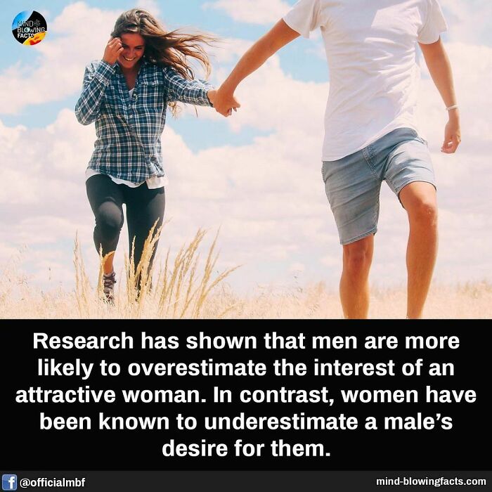Couple holding hands outdoors under blue sky, illustrating amazing facts about attraction from an Instagram page.