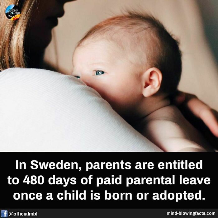 Baby resting on parent's shoulder illustrating mind-blowing facts about Sweden’s 480 days paid parental leave policy.