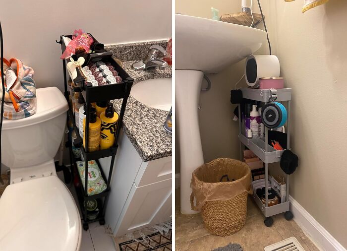 Get The Mess Off Of Your Countertops With This Slim Storage Cart 