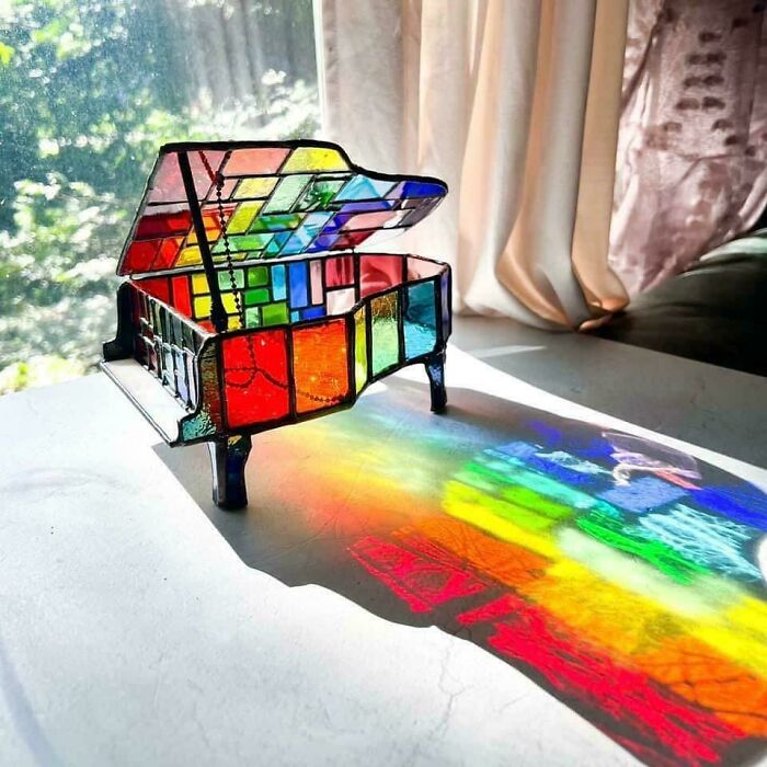A Stained Glass Piano Box Spreading The Rainbowness!