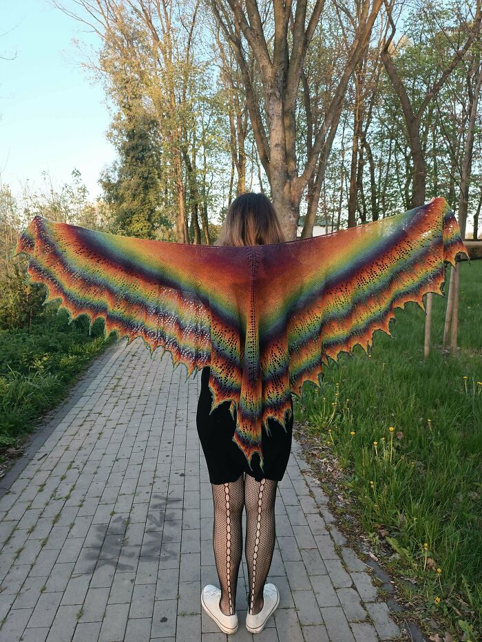 I Knitted A Rainbow Shawl And I Was Told You Will Like It