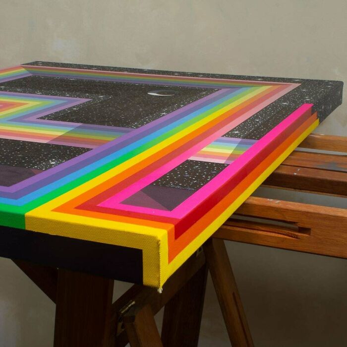 I Incorporated All Sides Of The Canvas In The Design Of This Rainbow Painting : )