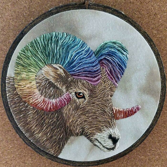 I Hand Embroidered This Ram With Rainbow Horns, And Thought It Might Be Appreciated Here! :)