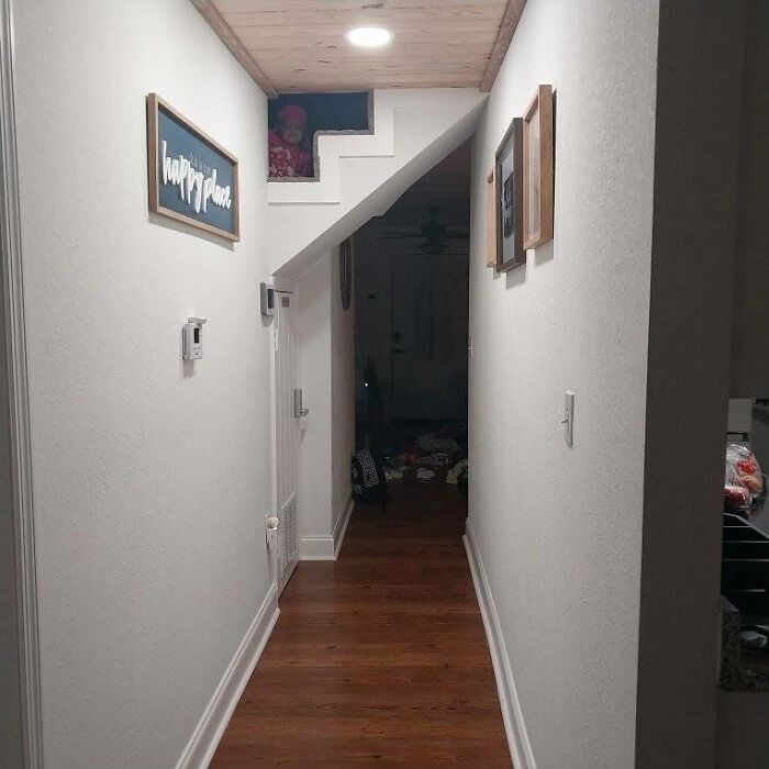 These Are Stairs Of A "Kid-Friendly" Airbnb We Recently Stayed At. Not Pictured - The Sketchy, Open, Top Of The Stairs I Had To Block Off, Also, The Mid-Flight Step That Was 2" Taller Than The Rest.