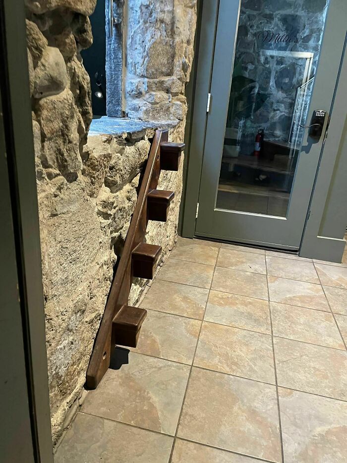 Not Even That Egregious But These Are Stairs Staff Actually Use To Get To The Office Of A Restaurant/Event Space I Was At Last Night. Literally All It Would Take Is One Drunk Uncle Attempting To Scale This Like Mount Kilimanjaro To Turn The Wedding Reception Into A Funeral.