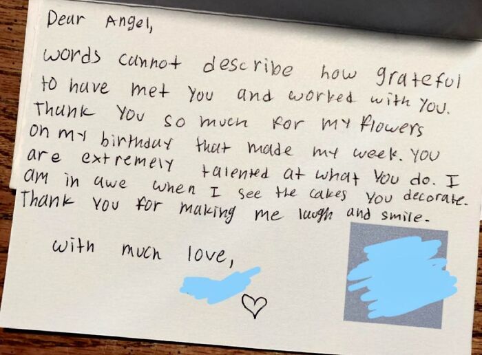 My Coworker That I Worked With For A Few Months Just Turned 18 And Left For College Last Week. She Left Us All Sweet Little Notes And Here Is Mine! She Was A Pleasure To Work With