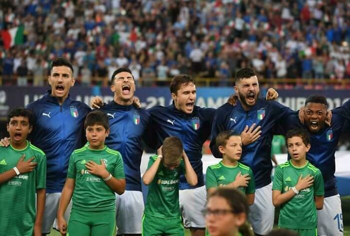 Italian Team Singing Their National Anthem