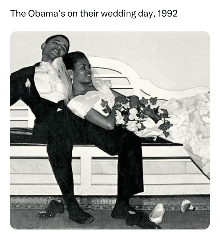 Black and white photo of a couple on their wedding day, representing history facts about over 1M followers.