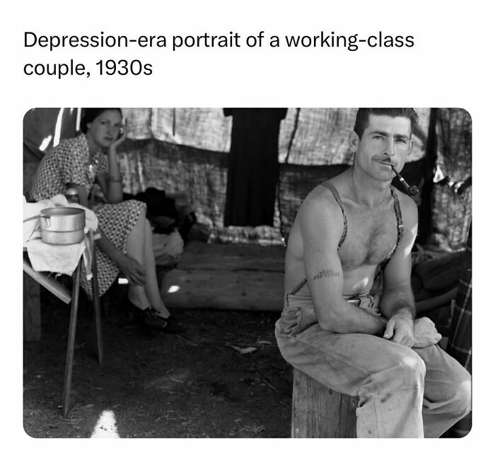 Depression-era working-class couple in the 1930s, featured in a history facts post followed by over 1M people.