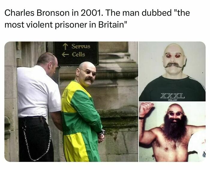 Charles Bronson In 2001. The Man Dubbed “The Most Violent Prisoner In Britain” #prison #jail #history #viral #explore #interesting