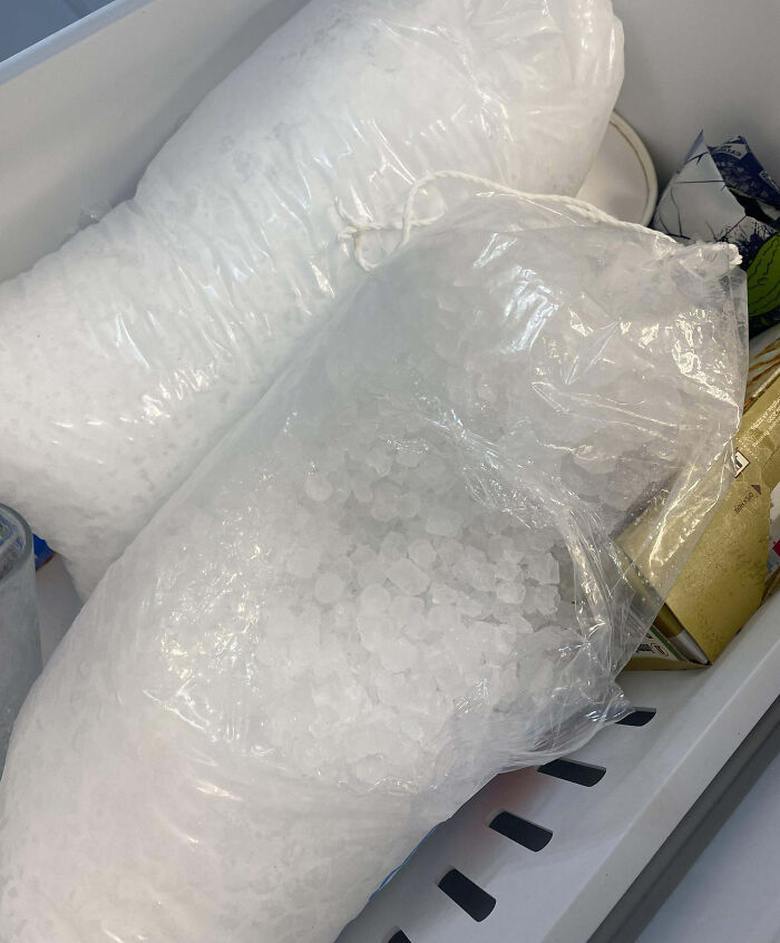 The Way My Coworker Opens An Ice Bag. The Bag Literally Has A Drawstring