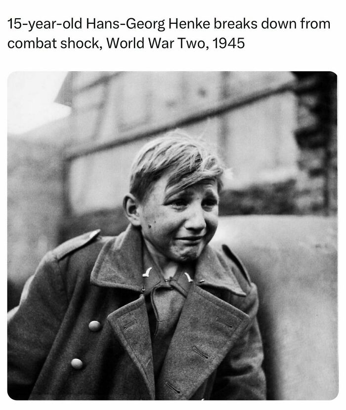 15-year-old soldier shows emotional combat shock during World War Two in a powerful history facts moment.